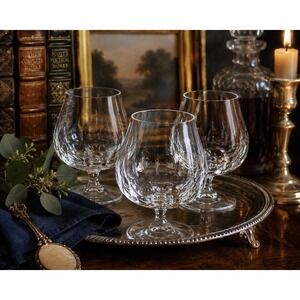 3 Mikasa ASHLEY Lead Crystal  TS107 Brandy Glass Goblets, excellent condition